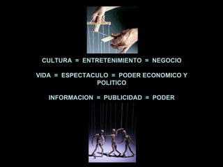 CULTURA  =  ENTRETENIMIENTO  =  NEGOCIO VIDA  =  ESPECTACULO  =  PODER ECONOMICO Y POLITICO INFORMACION  =  PUBLICIDAD  =  PODER 
