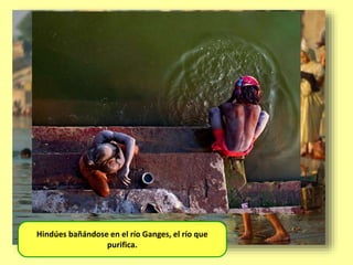 Hindúes bañándose en el río Ganges, el río que
purifica.
 