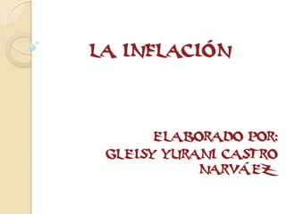 LA INFLACIÓN



       ELABORADO POR:
 GLEISY YURANI CASTRO
            NARVÁEZ
 