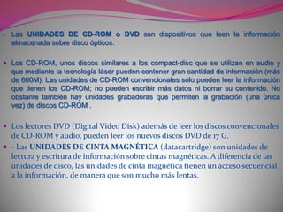 Según la manera en que se realiza la impresión podemos distinguir diversos tipos de impresoras:- IMPRESORAS DE CONTACTO: imprimen al golpear una matriz sobre una cinta entintada y el papel y permiten sacar copias simultáneas. Pueden ser:- de bola o margarita: Su matriz es una bola o margarita que contiene todos los caracteres imprimibles; son lentas y no permiten reproducir gráficos, pero proporcionan un escrito de calidad.- de agujas: Sólo disponen de una matriz de agujas donde se forman los caracteres a medida que se han de imprimir, son más rápidas pero la escritura es de menos calidad. .- IMPRESORAS LÁSER: ofrecen gran rapidez y calidad y permiten la combinación de gráficos, imágenes digitalizadas y textos en la misma página. La impresión se realiza página a página como una fotocopiadora y disponen de una serie de comandos que permiten mejorar sus prestaciones (uno de ellos es el lenguaje POSTSCRIPT).- IMPRESORAS DE INYECCIÓN DE TINTA (ink jet bubbe): escriben al proyectar tinta a través de una matriz con orificios que reproducen los caracteres al imprimir; proporcionan una buena calidad y pueden imprimir en color.- IMPRESORAS TÉRMICAS: imprimen térmicamente sobre un papel especial; dan poca calidad y al papel es caro .