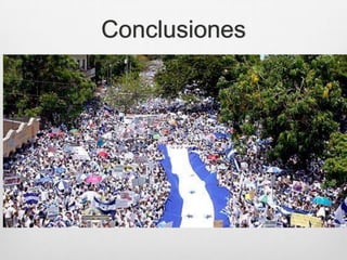 Conclusiones
 Los ciudadanos tenemos que unirnos, perder el
temor y lanzar nuestra voz de protesta para exigir
transformaciones, no solo en la Policía sino que
también en la estructura de justicia y en los partidos
políticos.
 