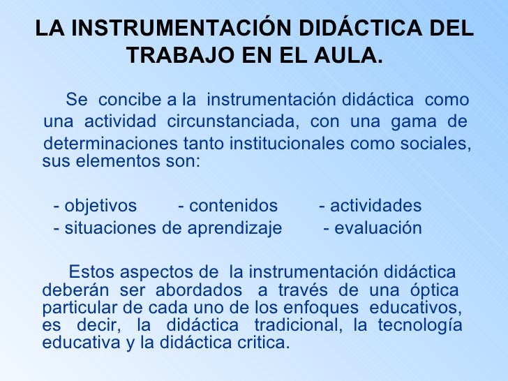 La Instrumentacion Didáctica