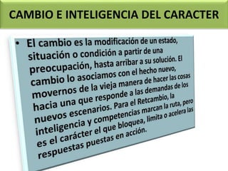 CAMBIO E INTELIGENCIA DEL CARACTER
 