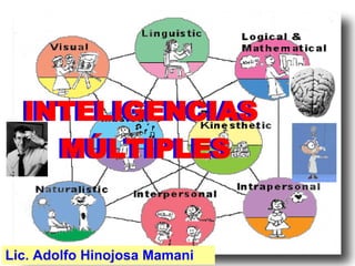 Lic. Adolfo Hinojosa Mamani
INTELIGENCIAS
MÚLTIPLES
INTELIGENCIAS
MÚLTIPLES
 