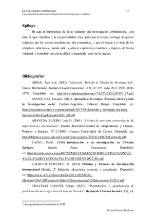La investigación criminalística: Una mirada desde la metodología de la ...
