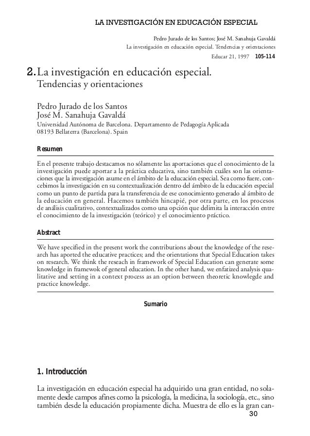 La Investigación En Educación Especial - 