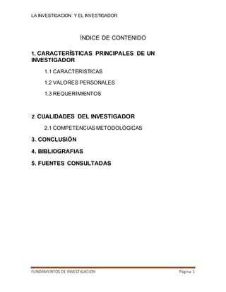 La investigacion y el investigador | DOCX