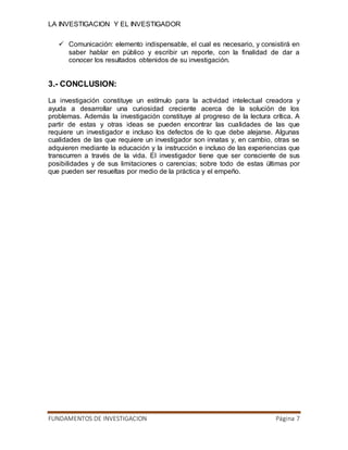 La investigacion y el investigador | DOCX