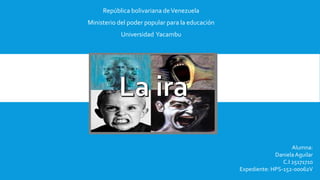 República bolivariana deVenezuela
Ministerio del poder popular para la educación
Universidad Yacambu
Alumna:
Daniela Aguilar
C.I 25171710
Expediente: HPS-152-00062V
 