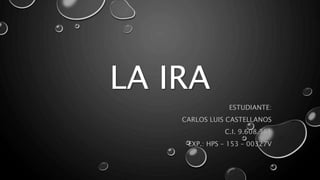 LA IRA
ESTUDIANTE:
CARLOS LUIS CASTELLANOS
C.I. 9.608.361
EXP.: HPS – 153 – 00327V
 