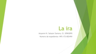 La ira
Anyosire N. Salazar Zamora, CI. 20965095
Numero de expediente: HPS-173-00249V
 