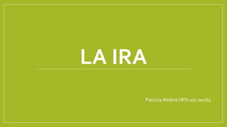 LA IRA
Patricia Molina HPS-171-00162
 