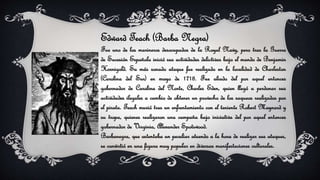 Edward Teach (Barba Negra)
Fue uno de los marineros desocupados de la Royal Navy, pero tras la Guerra
de Sucesión Española inició sus actividades delictivas bajo el mando de Benjamin
Hornigold. Su más sonado ataque fue realizado en la localidad de Charleston
(Carolina del Sur) en mayo de 1718. Fue aliado del por aquel entonces
gobernador de Carolina del Norte, Charles Eden, quien llegó a perdonar sus
actividades ilegales a cambio de obtener un provecho de los saqueos realizados por
el pirata. Teach murió tras un enfrentamiento con el teniente Robert Maynard y
su tropa, quienes realizaron una campaña bajo iniciativa del por aquel entonces
gobernador de Virginia, Alexander Spotswood.
Barbanegra, que ostentaba un peculiar atuendo a la hora de realizar sus ataques,
se convirtió en una figura muy popular en diversas manifestaciones culturales.
 