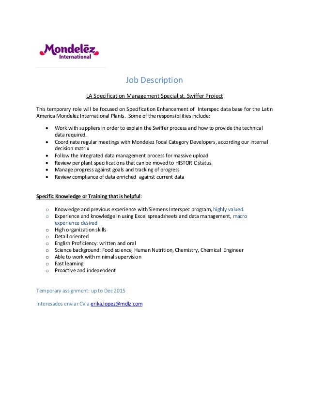 la job description temp hc project swiffer
