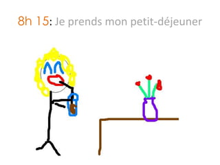 8h 15 :  Je prends mon petit-déjeuner 