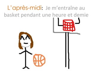 L’après-midi :  Je m’entraîne au basket pendant une heure et demie 