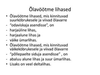 Õlavöötme lihased
• Õlavöötme lihased, mis kinnituvad
  suurköbrukesele ja viivad õlavarre
- “odaviskaja asendisse”, on
- harjaüline lihas,
- harjaalune lihas ja
- väike ümarlihas.
• Õlavöötme lihased, mis kinnituvad
  väikeköbrukesele ja viivad õlavarre
- “põllepaelte siduja asendisse” , on
- abaluu alune lihas ja suur ümarlihas.
• Lisaks on veel deltalihas.
 