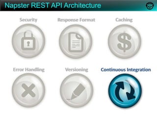 Napster REST API ArchitectureSecurityCachingResponse FormatError HandlingVersioningContinuous Integration