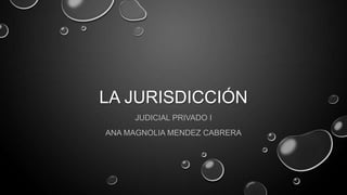 LA JURISDICCIÓN
JUDICIAL PRIVADO I
ANA MAGNOLIA MENDEZ CABRERA
 