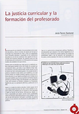 La justicia curricular y la formación del profesorado (2013). Jurjo Torres