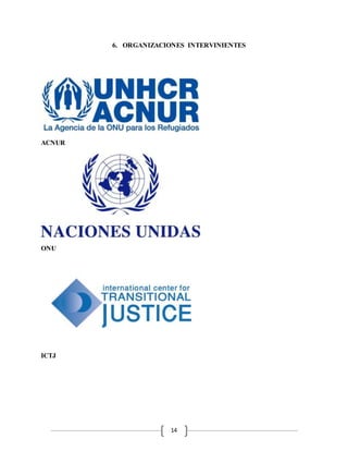 14
6. ORGANIZACIONES INTERVINIENTES
ACNUR
ONU
ICTJ
 
