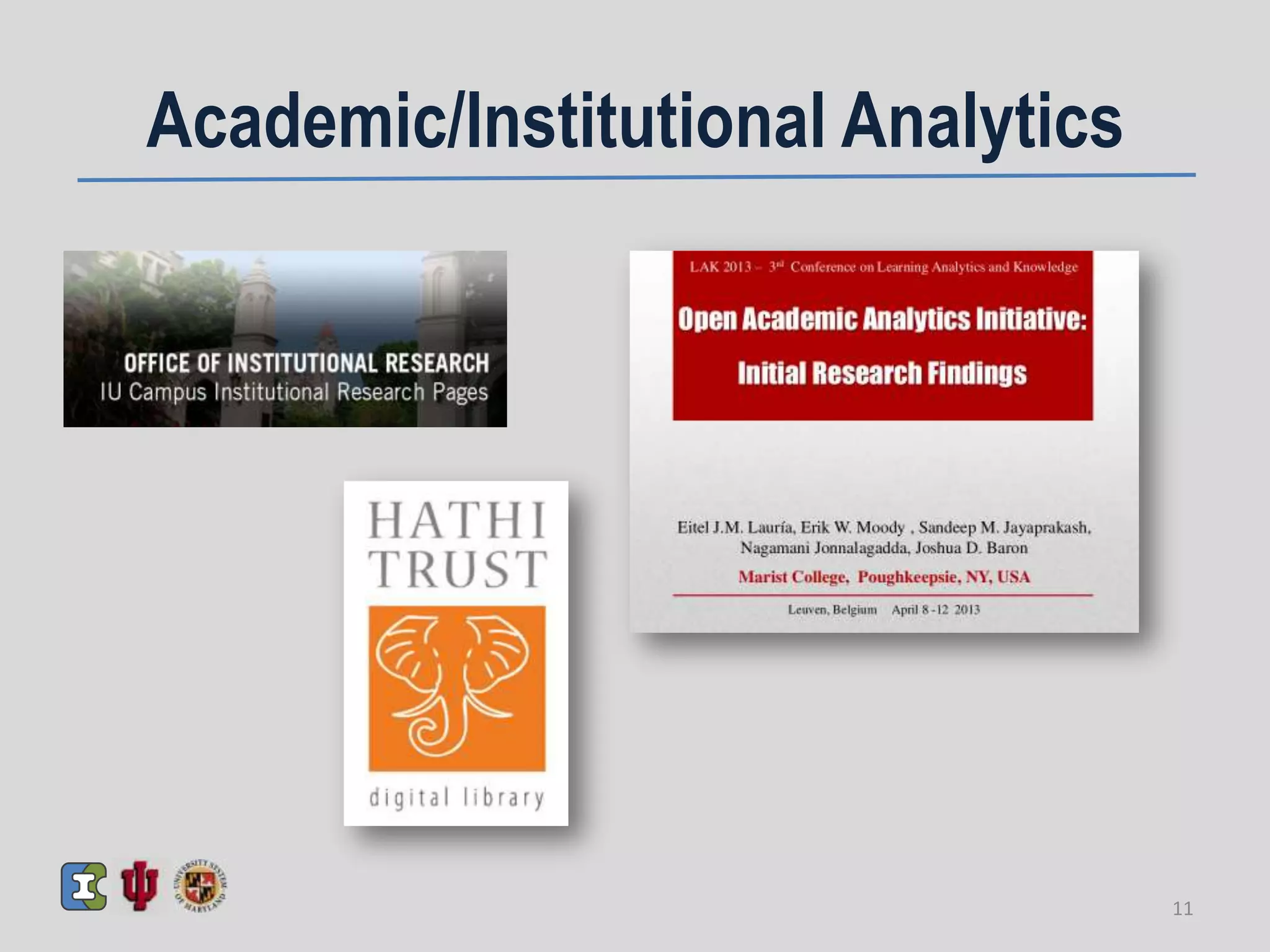 Academic/Institutional Analytics
11
 