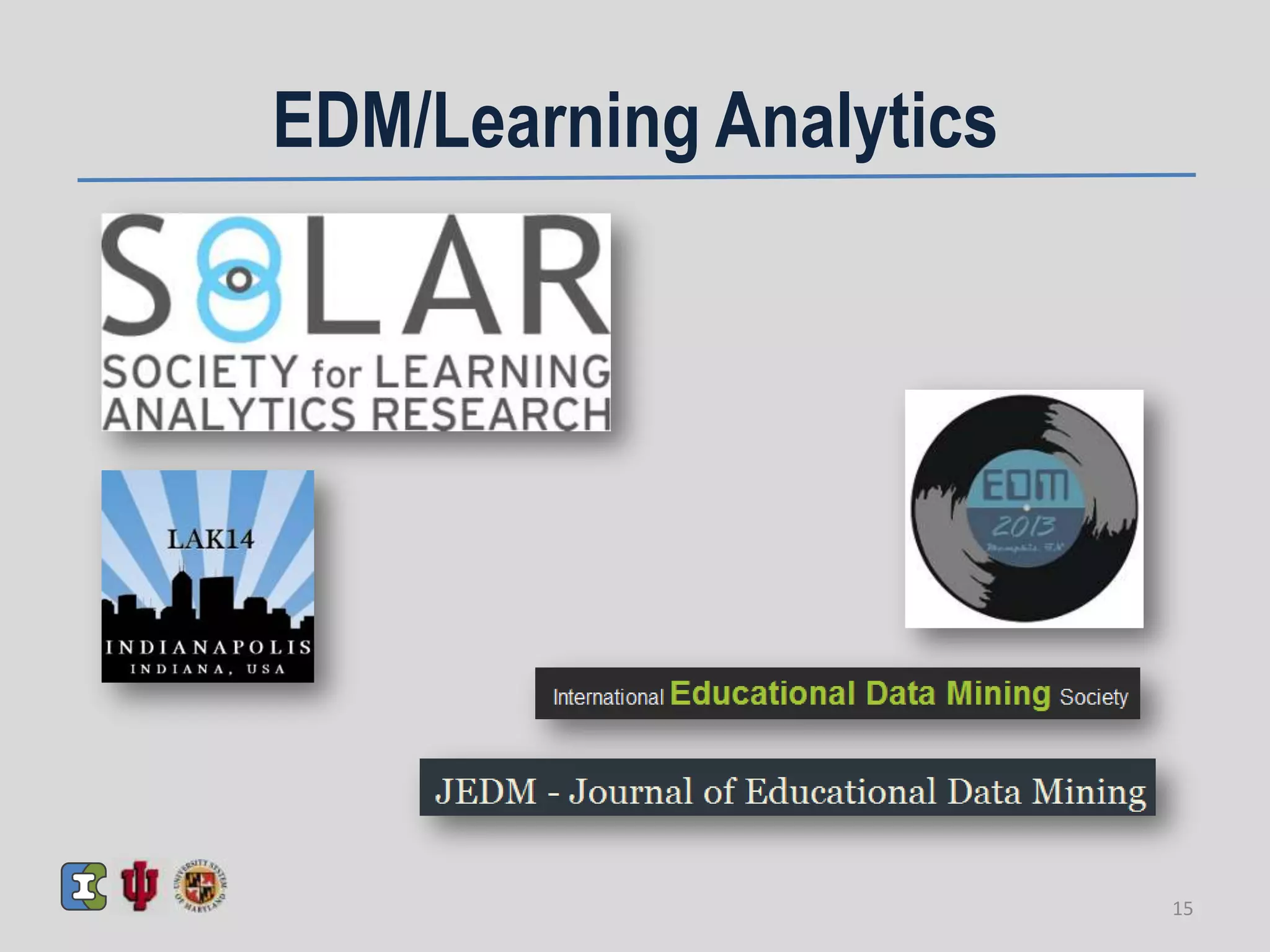 EDM/Learning Analytics
15
 