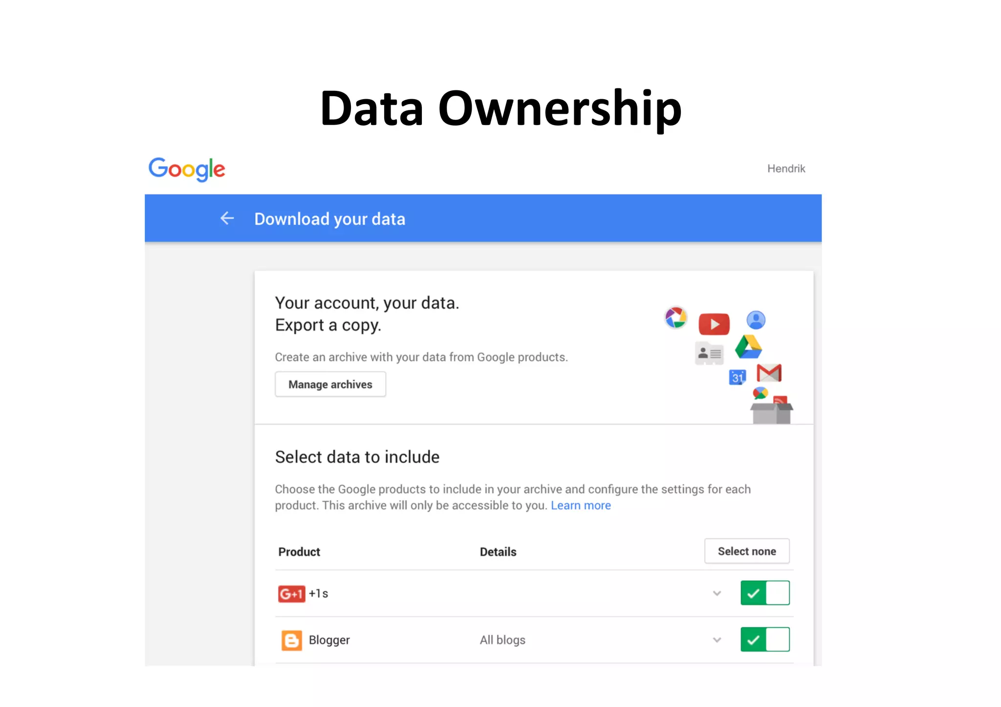 Data	Ownership	
 