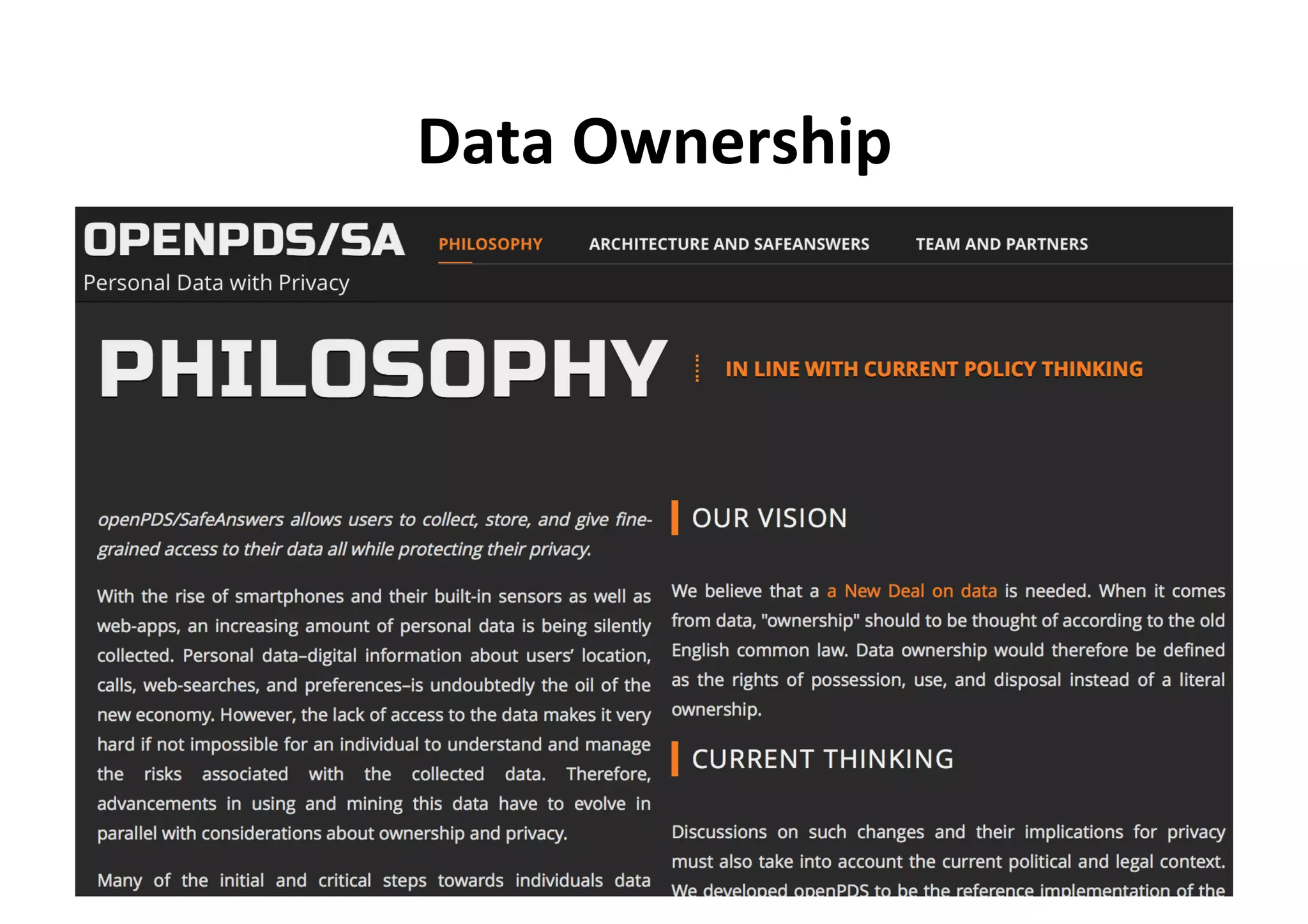 Data	Ownership	
 