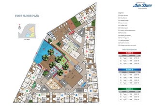 01 Type 3 - 3 BHK 1735 Sft
02 Type 2 - 2 BHK 1290 Sft
03 Type 2 - 2 BHK 1350 Sft
BLOCK-A
01 Type 1 - 2 BHK 1260 Sft
02 Type 1 - 2 BHK 1270 Sft
03 Type 1 - 2 BHK 1260 Sft
04 Type 1 - 2 BHK 1260 Sft
BLOCK-B
03 Type 1 - 3 BHK 1560 Sft
04 Type 1 - 3 BHK 1560 Sft
02 Type 2 - 2 BHK 1260 Sft
BLOCK-C
AREA STATEMENT
01
02
03
01
02
030402
03
04
BLO
CK-B
BLOCK-A
BLOCK-CBLOCK : C
BLOCK : B
BLOCK : A
KEY PLAN
FIRST FLOOR PLAN
1
2
3
45
6
78
9
10
11
12
Legend
01) Paved Terrace
02) Step feature
03) Stepped seater
04) Lawn terrace
05) Timber deck
06) Children pool
07) Feature wall w/Water spout
08) Pool seater
09) Raised Tree planter
10) Swimming pool
11) Vanishing edge
12) Outdoor shower
13) Change room and rest room
13
 