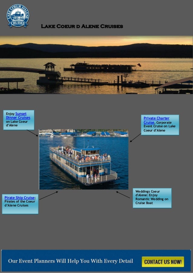 Coeur d Alene Lake Cruise Enjoy Private Charter Cruise, Sunset Dinner, Pirate Ship Cruise