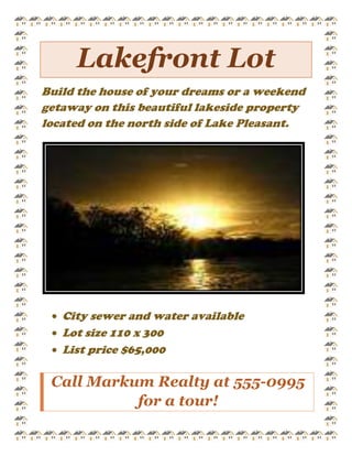 Lakefront Lot<br />1143001439545Build the house of your dreams or a weekend getaway on this beautiful lakeside property located on the north side of Lake Pleasant.<br />,[object Object]