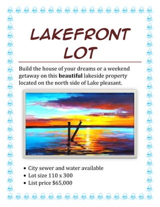 Lakefront Lot <br />Build the house of your dreams or a weekend getaway on this beautiful lakeside property located on the north side of Lake pleasant.    <br />,[object Object]