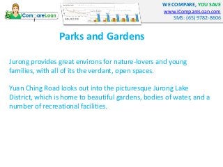 WE COMPARE, YOU SAVE 
www.iCompareLoan.com 
SMS: (65) 9782-8606 
Parks and Gardens 
Jurong provides great environs for nat...