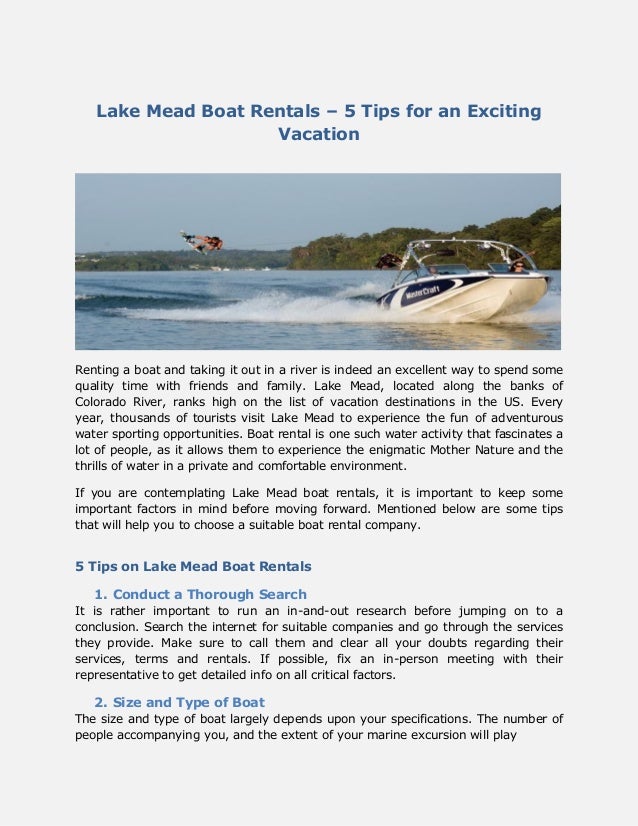 Lake mead boat rentals 5 tips for an exciting vacation