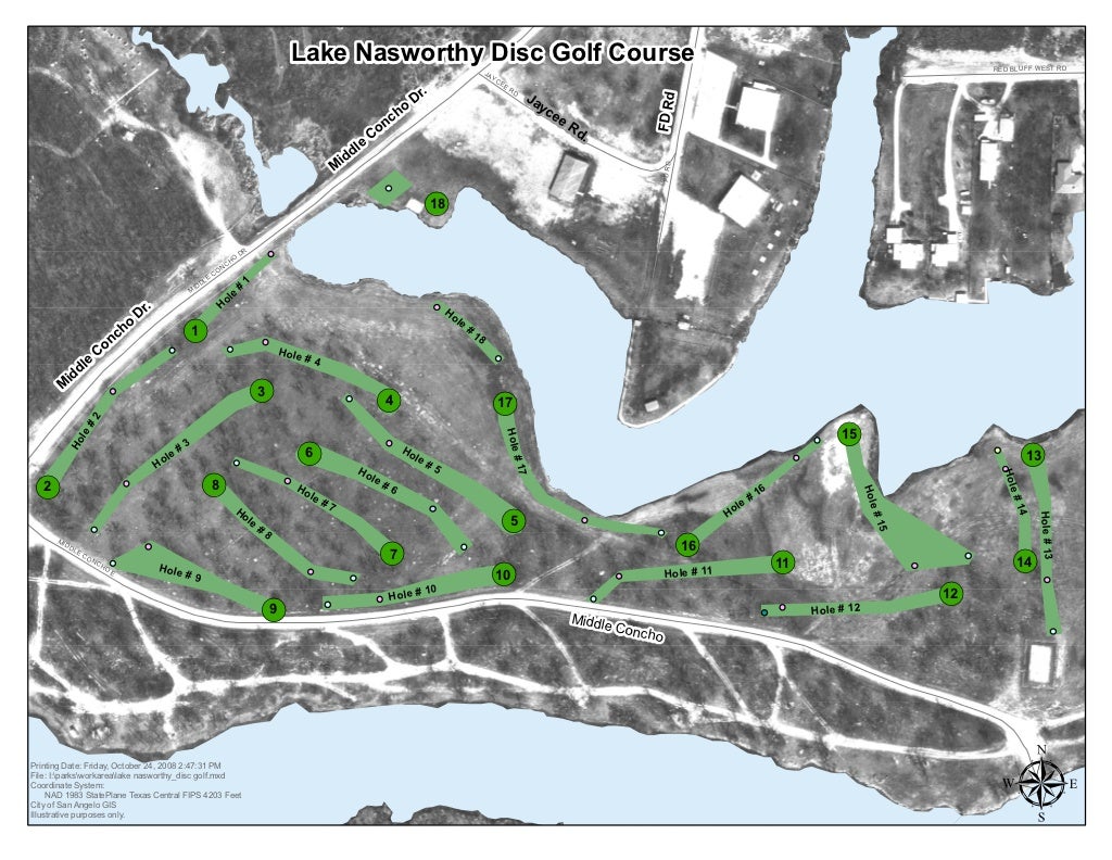 Lake Nasworthy Disc Golf Course Map