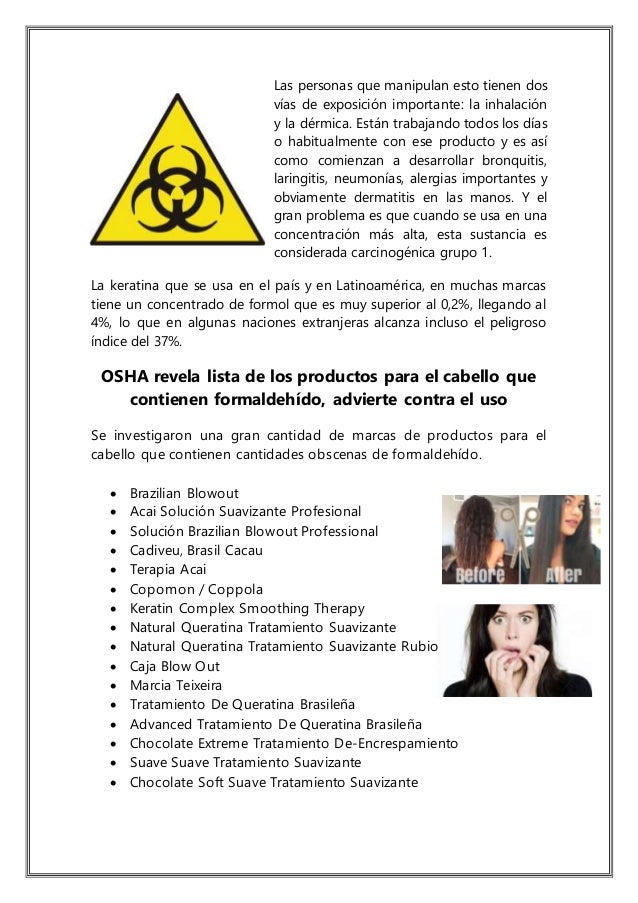 La keratina y el formaldehido