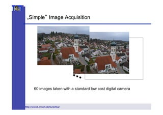 DariusBurschka–MVPGroupatTUM
http://mvp.visual-navigation.com Lakeside Research Days, July 8, 2013http://www6.in.tum.de/burschka/
„Simple“ Image Acquisition
60 images taken with a standard low cost digital camera
 