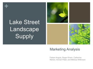 Marketing Analysis Fabian Angulo, Roger Kirwin, Catherine Merton, Kinnari Patel, and Melissa Wilkinson Lake Street Landscape Supply 