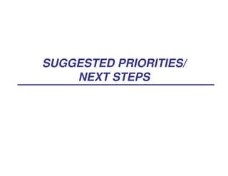 SUGGESTED PRIORITIES/
NEXT STEPS
 