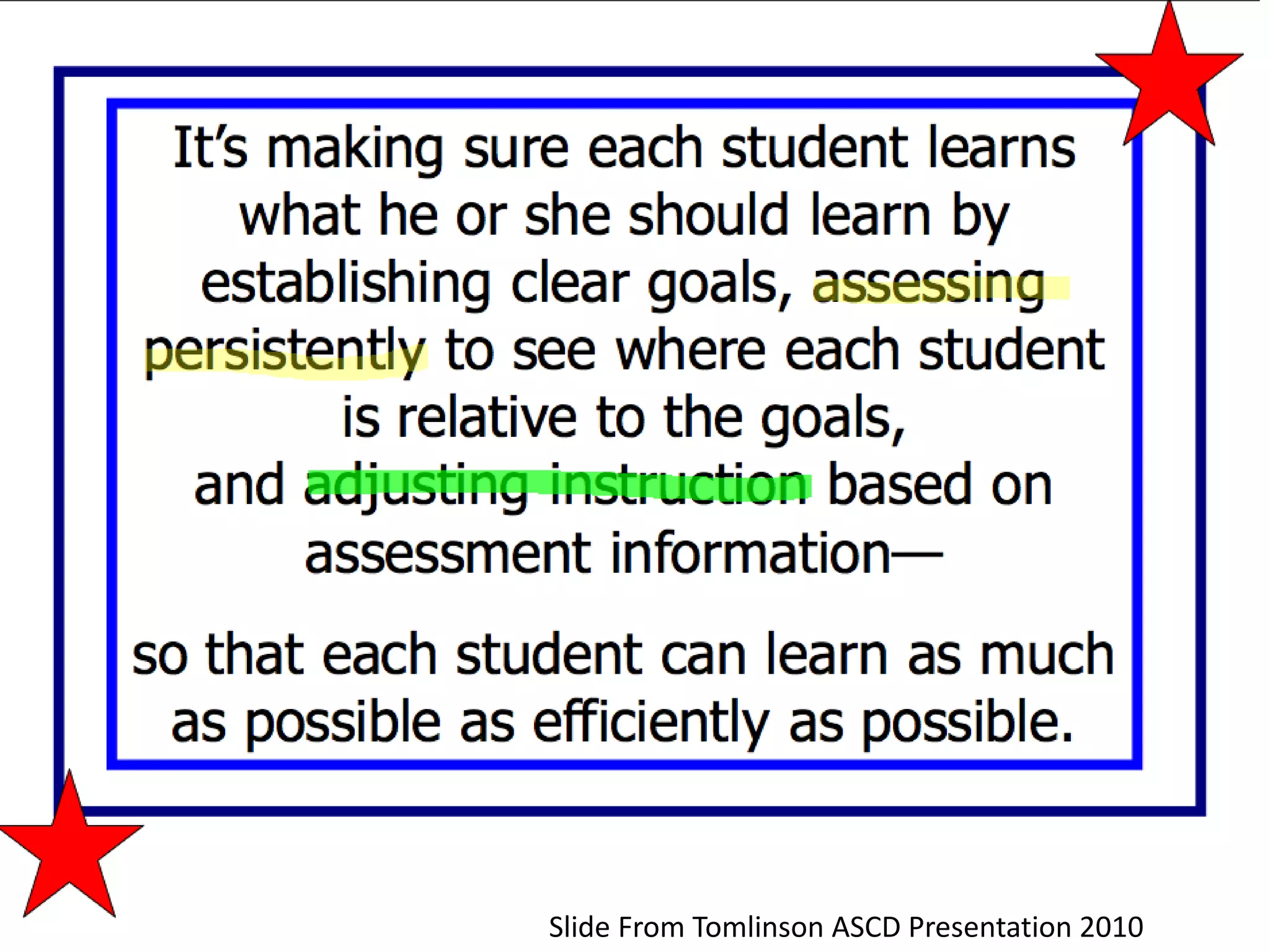 Slide From Tomlinson ASCD Presentation 2010
 
