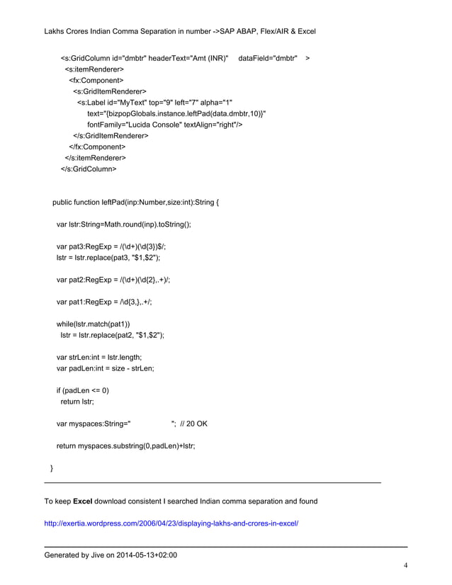 Lakhs crores indian comma separation in ABAP Flex Excel | PDF ...