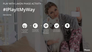 Find the challenge
from KOL and
Sponsored
Challenge Stories
Like, Follow, and
Subscribe LAKON
Store Social Media
#IPlayItMyWay
User Journey
Be ready
to win
Take selfie based
on the given task,
upload on your IG
write interesting
story about the
photo, mention
@LakonStore &
#IPlayItMyWay
PLAY WITH LAKON PHASE ACTIVITY
 