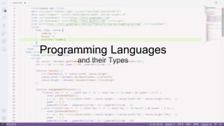Programming Languages
and their Types
 