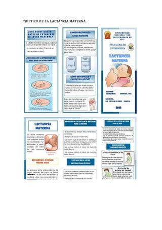 TRIPTICO DE LA LACTANCIA MATERNA
 