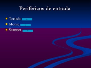 Periféricos de entrada  Teclado Mouse Scanner 