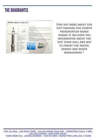 Find out more about our
city through the fourth
presentation board
where it includes the
information about the
City town hall and not
to forget the water,
energy and waste
management !
 