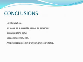LA FORÇA DEL SOLEDAT: P-5Farem una rotllana tots asseguts a terra .La mestra llegirà un conte, es tracta de que els nens cada cop que escoltin unes determinades paraules hauran de realitzar uns moviments.Gotes: Quan soni el soroll de les gotes els nens donaran cops al terraamb els dits de la mà dreta.Pluja: Quan sentin el soroll de la pluja els nens hauran de picar al terra amb la cama dreta.
