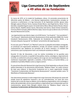 1
En marzo de 1973, en la ciudad de Guadalajara, Jalisco, 14 camaradas provenientes de
diferentes partes de México y de di...