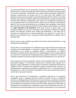 2
“El presente Manifiesto- dice el documento Cuestiones Fundamentales del Movimiento
Revolucionario- es el fruto inmediato...